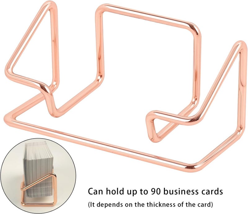 DMFLY Business Card Holder for Desk, Metal Cute Card Display Stand, Compatible with Various Countertops, Horizontal Rose Gold - Image 2